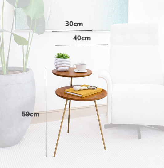 Mesa Lateral Gemini com Base Champagne - Cinamomo