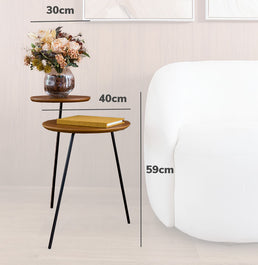 Mesa Lateral Gemini com Base Preta - Cinamomo