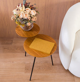 Mesa Lateral Gemini com Base Preta - Cinamomo