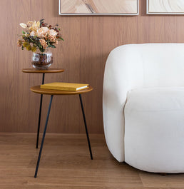 Mesa Lateral Gemini com Base Preta - Cinamomo