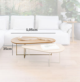 Mesa de Centro Ella com Base Champagne - Freijó