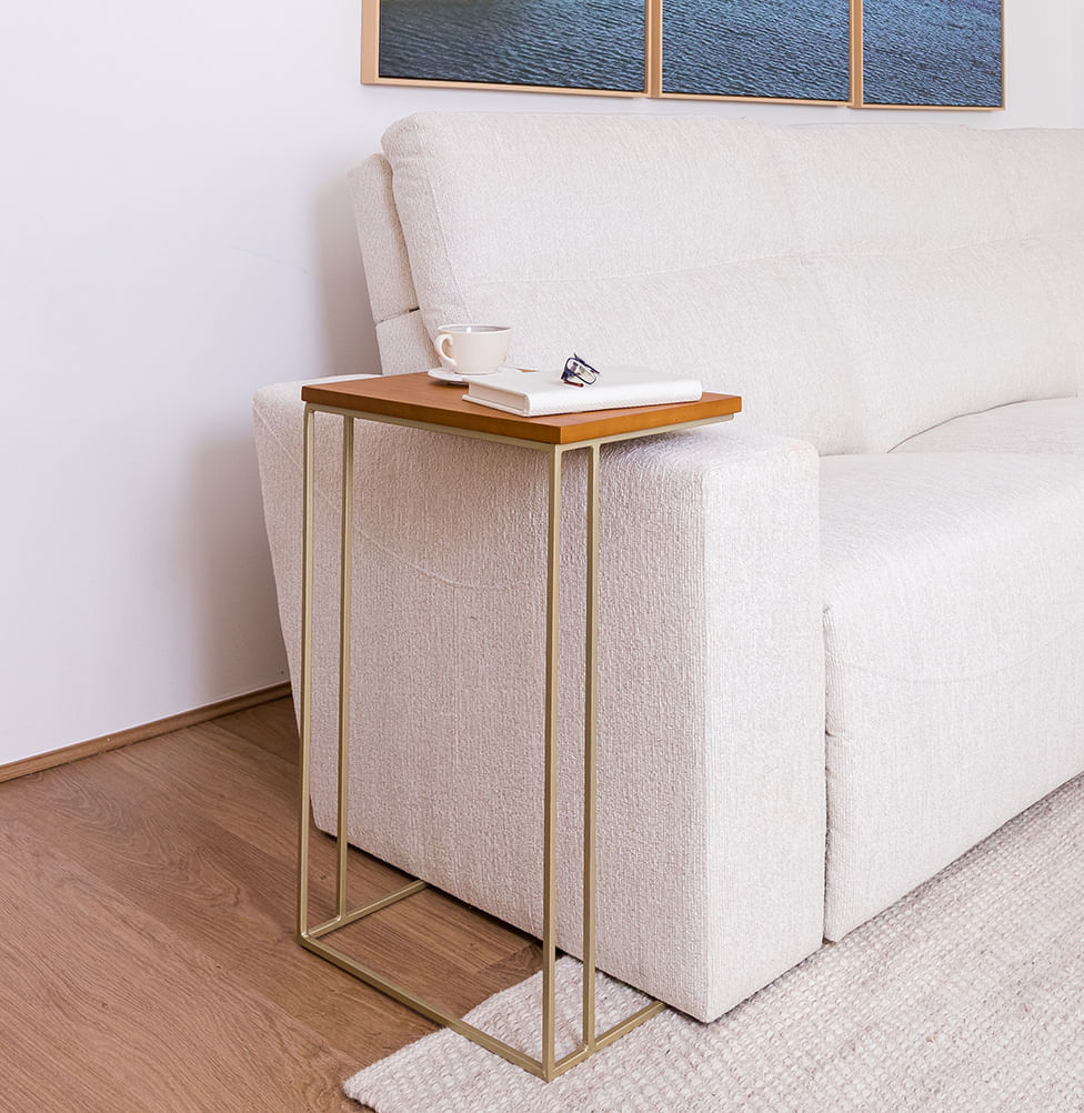 Mesa de Apoio Lira com Base Champagne - Cinamomo