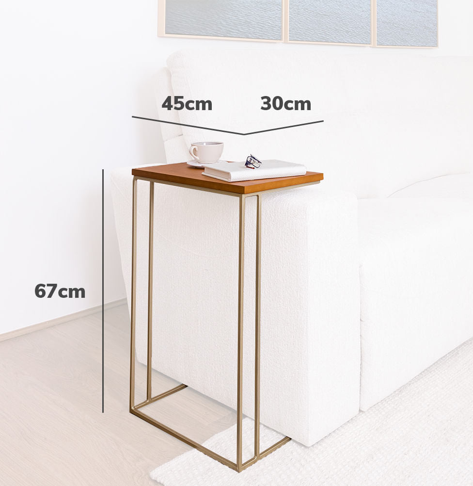 Mesa de Apoio Lira com Base Champagne - Cinamomo