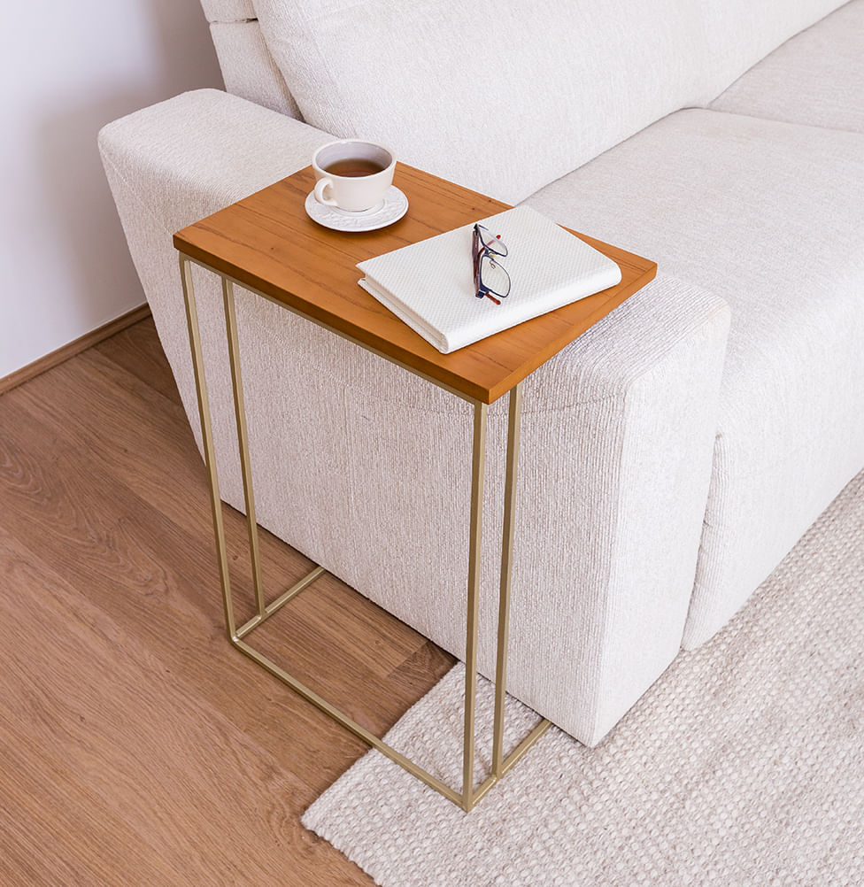 Mesa de Apoio Lira com Base Champagne - Cinamomo