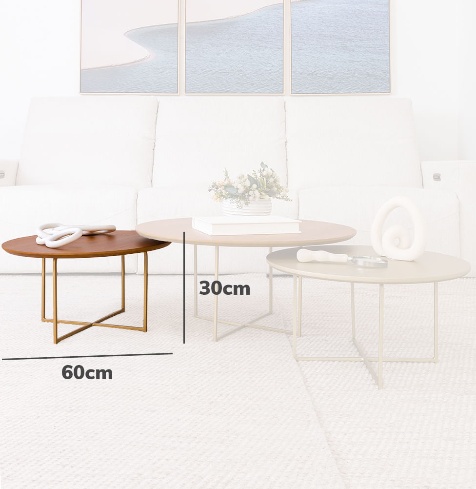 Mesa de Centro Prisma Com Base Champagne - Cinamomo