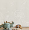 Papel de Parede Infantil Dino em Linhas Bege - Mural