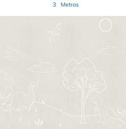 Papel de Parede Infantil Dino em Linhas Bege - Mural