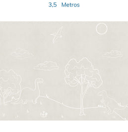 Papel de Parede Infantil Dino em Linhas Bege - Mural