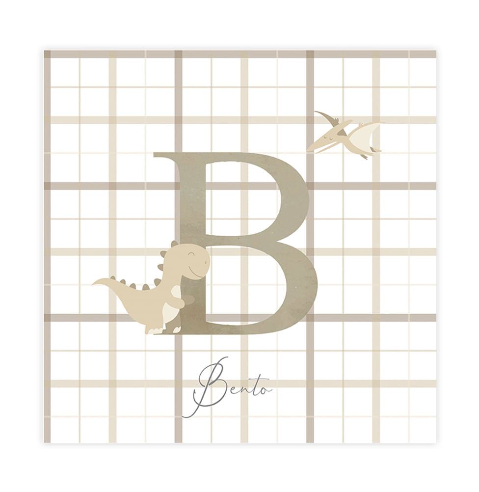 Quadro Infantil T-Rex Personalizado Bege - Quadrado