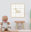 Quadro Infantil Brontossauro Xadrez Bege - Quadrado