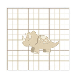 Quadro Infantil Triceraptor Xadrez Bege - Quadrado