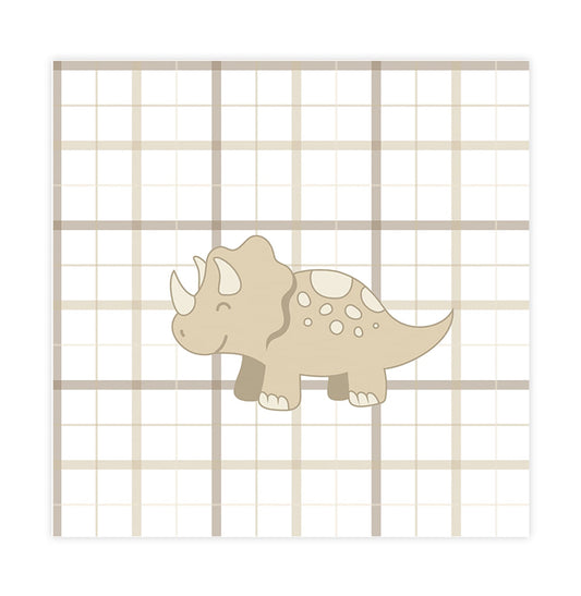 Quadro Infantil Triceraptor Xadrez Bege - Quadrado