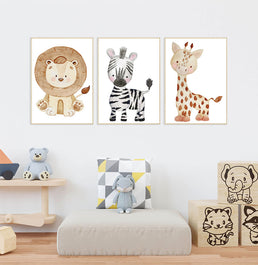Quadro Infantil Selva Girafa Color