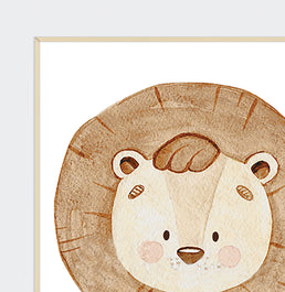 Conjunto com 3 Quadros Leão, Girafa e Zebra Color Moldura Filete Pinus - Vertical 