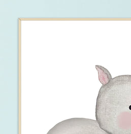 Conjunto com 2 Quadros Elefante e Rinoceronte Cinza Moldura Filete Pinus - Vertical