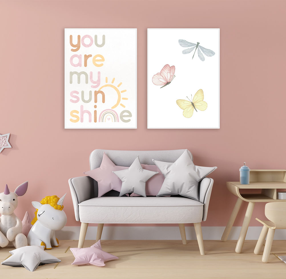 Quadro Infantil You Are My Sunshine Aquarela Candy  - Vertical