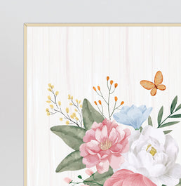 Conjunto com 2 Quadros Sisters Flores do Campo Color Moldura Filete Pinus - Vertical