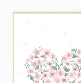 Conjunto com 2 Quadros Coração e Bicicleta Rosa Moldura Filete Pinus