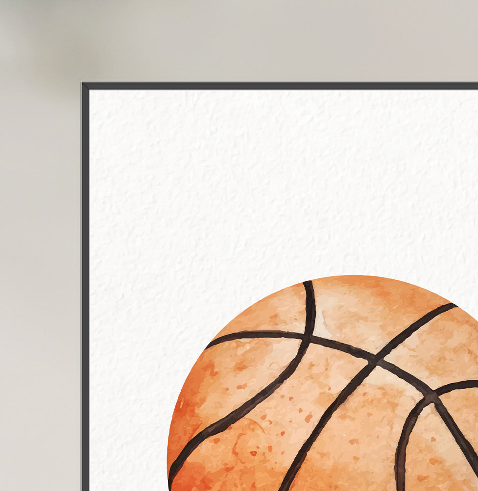 Conjunto com 3 Quadros Bolas Futebol, Tênis e Basquete Moldura Filete Preta