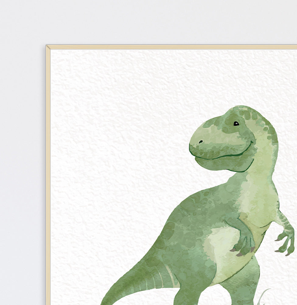 Conjunto com 2 Quadros T-Rex e Brontossauro Moldura Filete Pinus