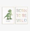 Conjunto com 2 Quadros Born to Be Wild e T-Rex Moldura Filete Pinus