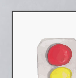 Conjunto com 2 Quadros Stop e Semáforo Moldura Filete Preta