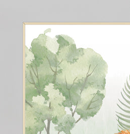 Conjunto com 4 Quadros Animais Safari Verde Moldura Filete Pinus