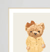Conjunto com 2 Quadros Família Urso Menina com Nome Verde Moldura Filete Pinus - Personalizada