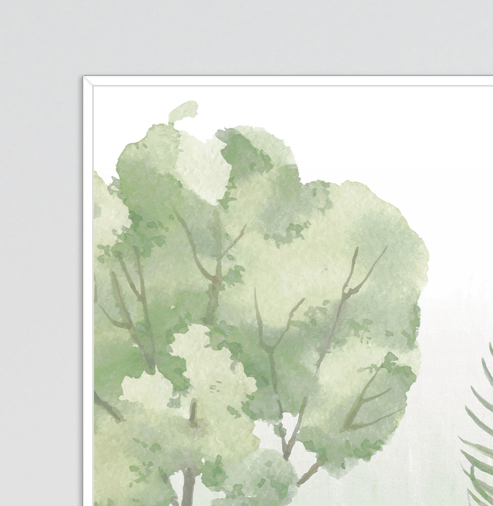 Conjunto com 3 Quadros Animais Safari com Inicial Verde Moldura Filete Pinus - Personalizada