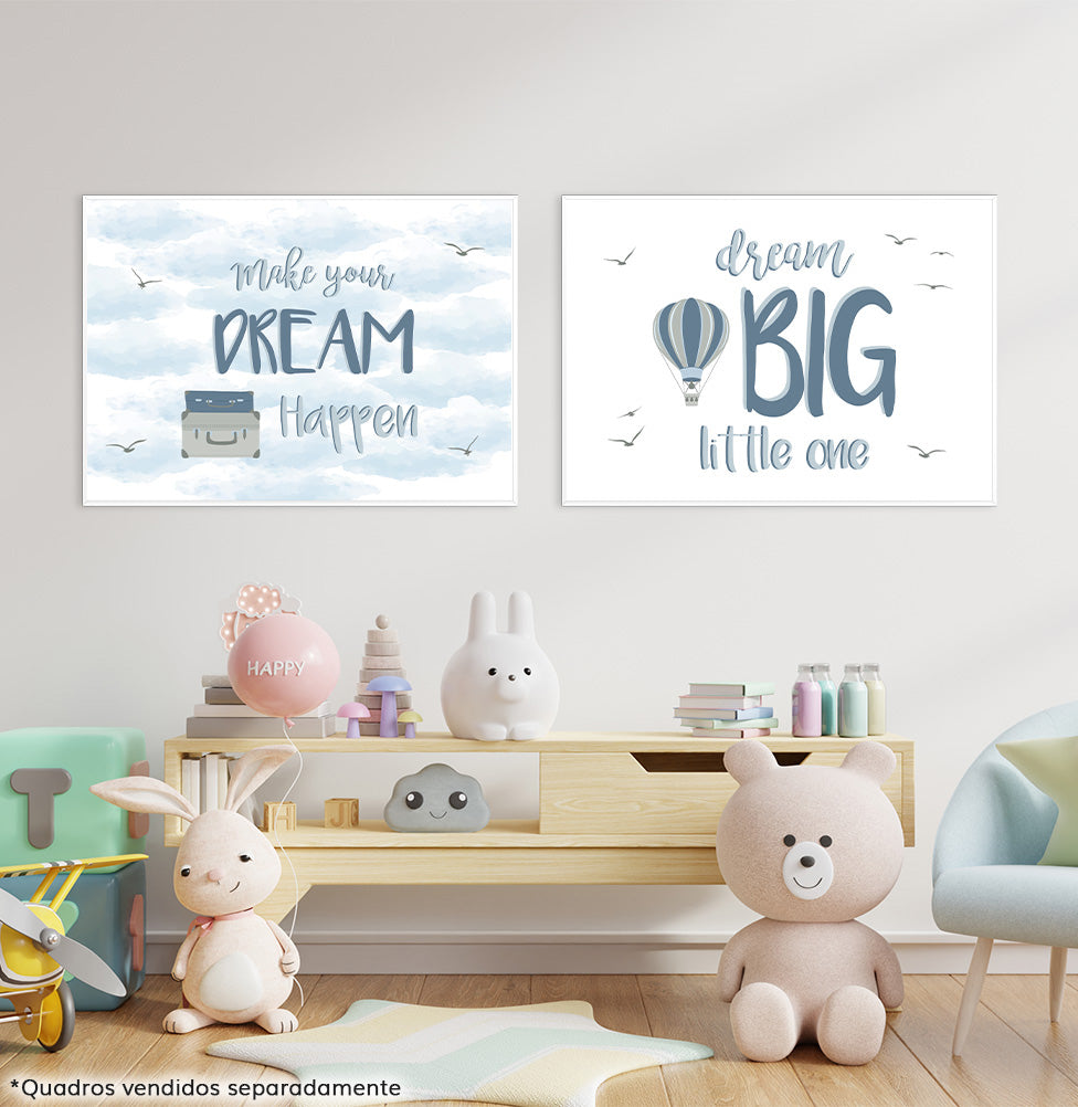 Conjunto com 2 Quadros Aviador Dream Moldura Filete Branca