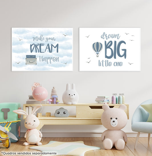 Conjunto com 2 Quadros Aviador Dream Moldura Filete Branca