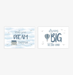 Conjunto com 2 Quadros Aviador Dream Moldura Filete Branca