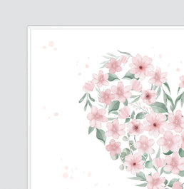 Conjunto com 4 Quadros Jardim Borboletas e Pássaros Rosa Moldura Filete Branca - Horizontal