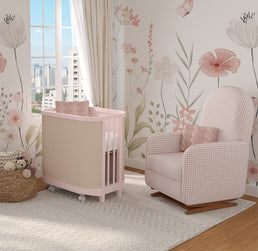 Berço Raika 3 em 1 Com Palha - Rosa Claro