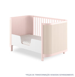 Berço Raika 3 em 1 Com Palha - Rosa Claro