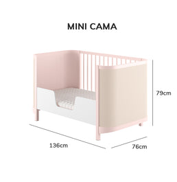 Berço Raika 3 em 1 Com Palha - Rosa Claro