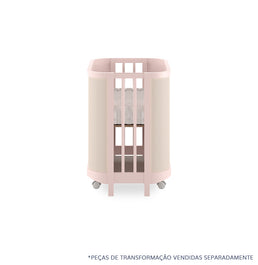 Berço Raika 3 em 1 Com Palha - Rosa Claro