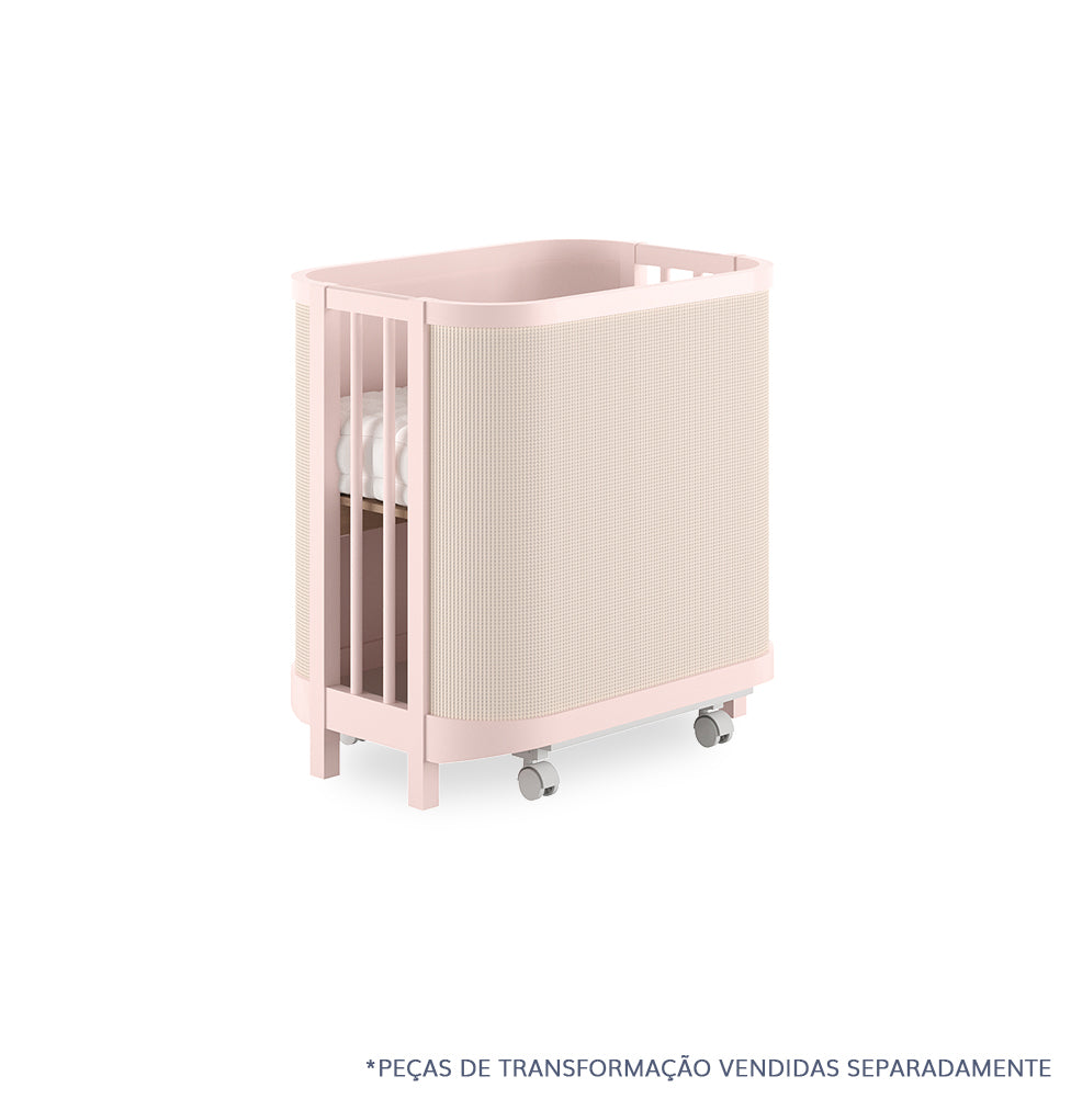 Berço Raika 3 em 1 Com Palha - Rosa Claro