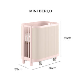 Berço Raika 3 em 1 Com Palha - Rosa Claro