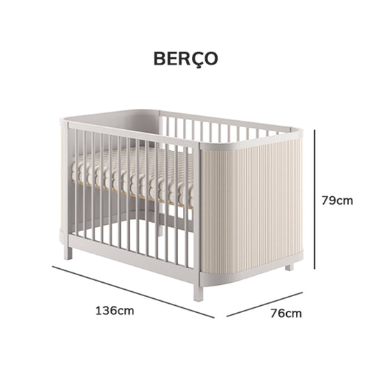 Berço Raika 3 em 1 Com Palha - Greige