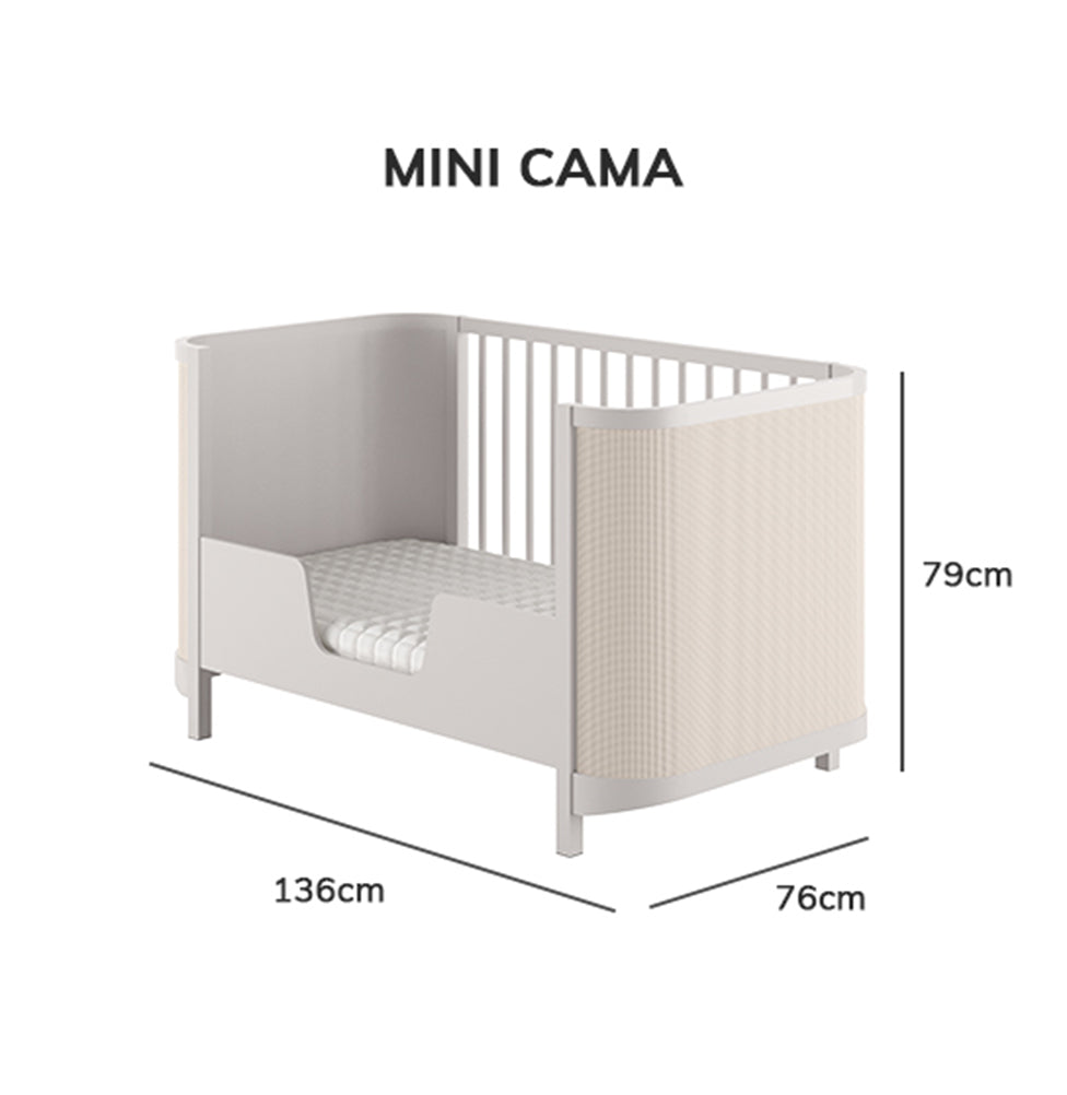 Berço Raika 3 em 1 Com Palha - Greige