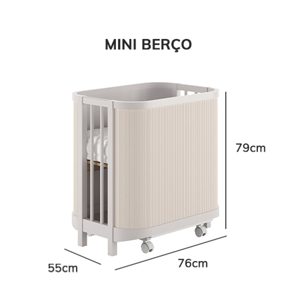 Berço Raika 3 em 1 Com Palha - Greige