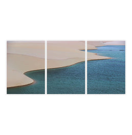 Conjunto com 3 Quadros Dunas Moldura Flutuante Pinus - Horizontal