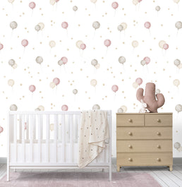 Papel de Parede Infantil Bexigas - Rosa