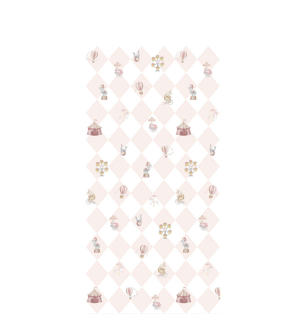 Papel de Parede Infantil Circo com Losango - Rosa