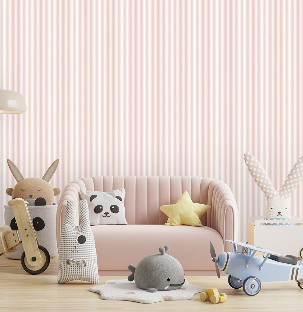 Papel de Parede Infantil Listra Mini - Rosa