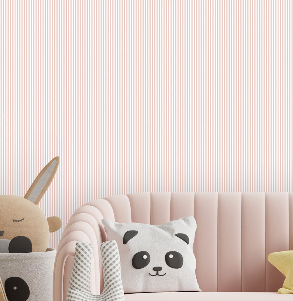 Papel de Parede Infantil Listra Mini - Rosa