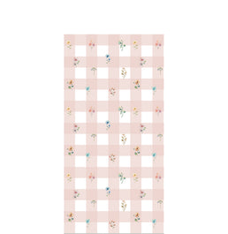 Papel de Parede Infantil Xadrez com Flores Paris - Rosa