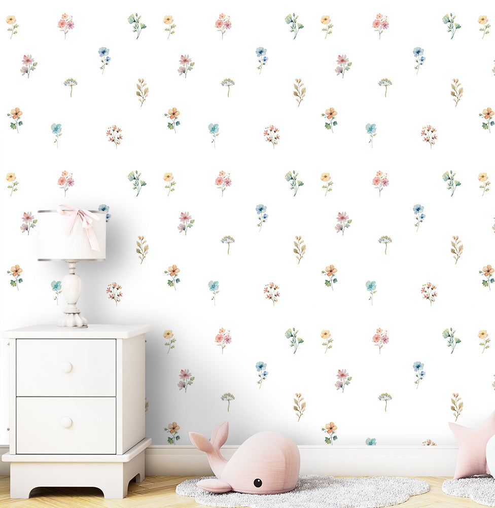 Papel de Parede Infantil com Flores Paris - Color