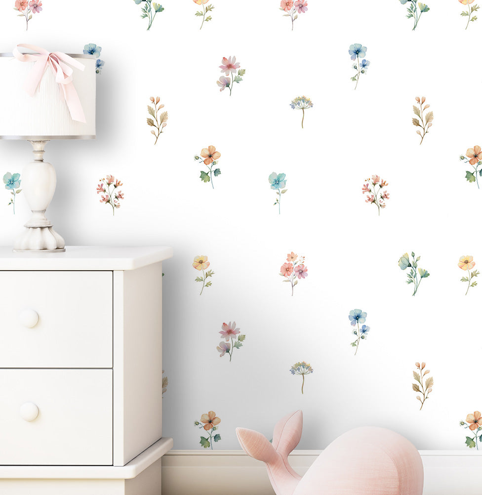 Papel de Parede Infantil com Flores Paris - Color